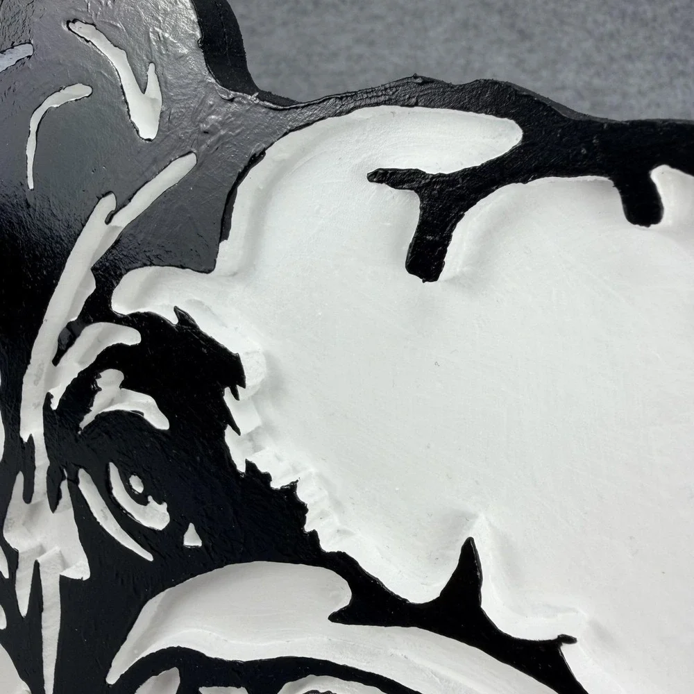 Handmade 3D Bulldog Wall Art Black White PVC Cutout Dog Decor 12